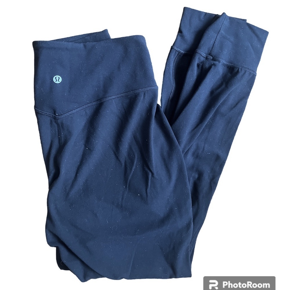 Black Lululemon High-Rise Align Joggers (full length)